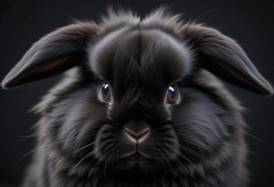 Unique black rabbit with distinctive fur pattern