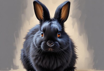 Black rabbit with striking fur posing for a close-up shot