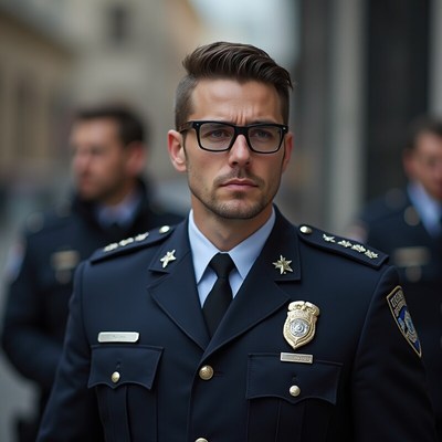 Police officers in uniform during a city patrol