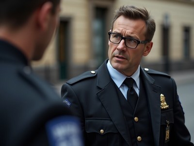 Police officers discussing an incident in the city