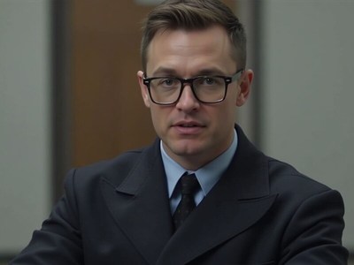 Confident man in suit speaks during a meeting