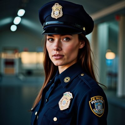Portrait of a police officer in a modern station
