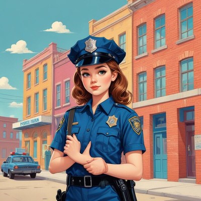Officer standing proudly in a vibrant neighborhood