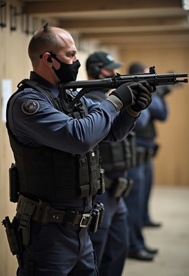Police training for firearm accuracy in indoor range