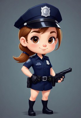 Cute cartoon police officer character in a uniform
