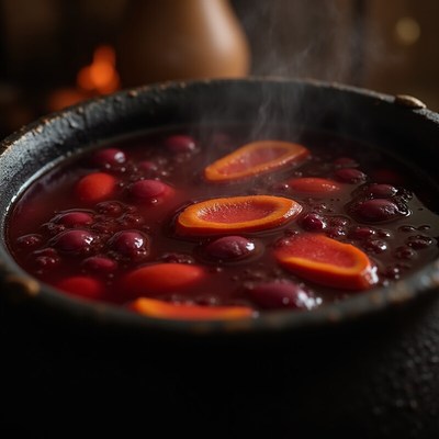 Warm beverage preparation with spices and fruit