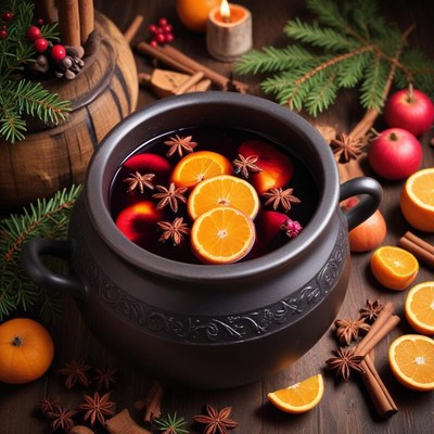 Enjoying spiced winter drink in a cozy setting