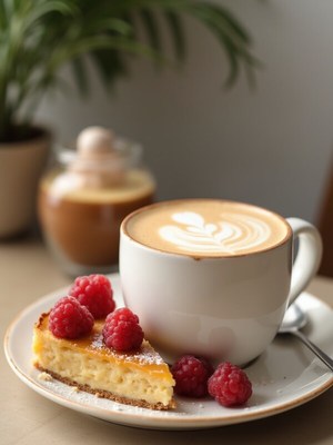 Enjoying cheesecake and coffee in a cozy cafe setting