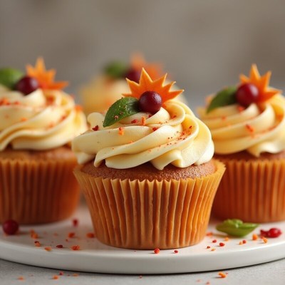 Deliciously decorated cupcakes with vibrant toppings