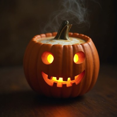 Spooky pumpkin with glowing eyes for halloween celebration