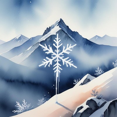 Snowflake standing alone in a mountain landscape