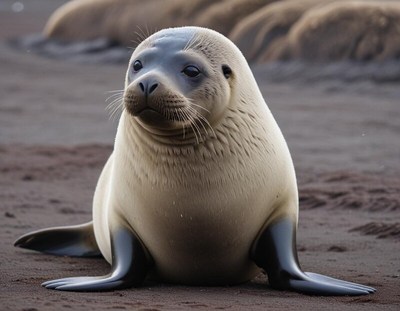 Seals resting on a sandy beach during a sunny day