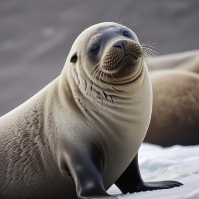 Seal resting on the rocky shore in a natural habitat