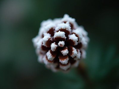 Frost-covered pine cone showcasing winter's beauty