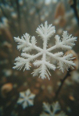 Unique snowflake close-up captured in winter scene