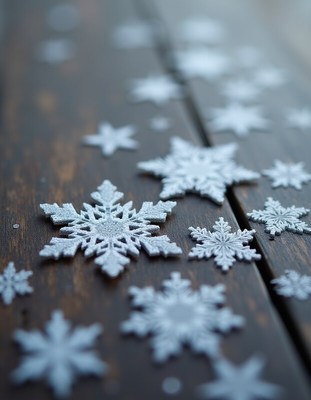 Winter decorations on a wooden table