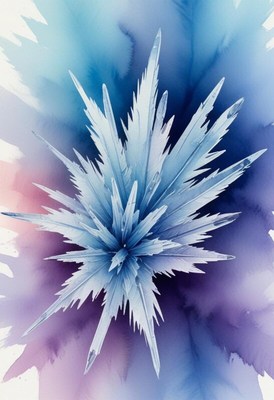 Intricate blue and purple ice crystal design in abstract art