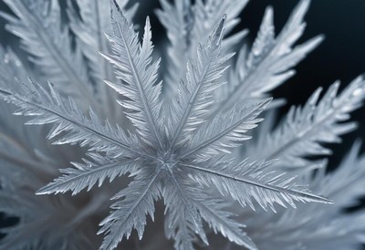 Intricate frost formations on a winter morning