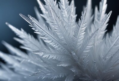 Frosted leaf pattern with intricate crystal structures