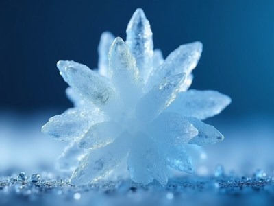 Fascinating ice crystal formation in blue light