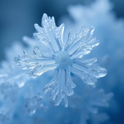 Delicate snowflake captured in close-up during winter