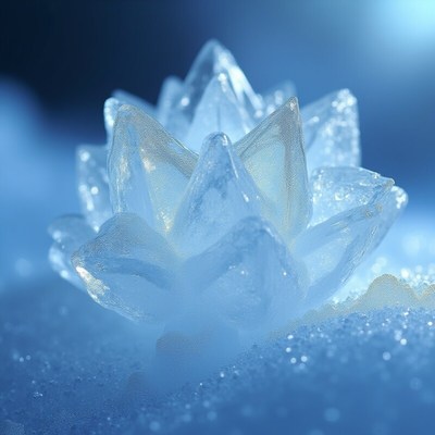 Beautiful ice flower shining in winter light