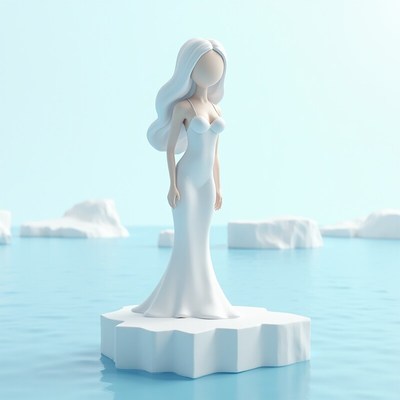 Elegant figure on an ice float in tranquil waters