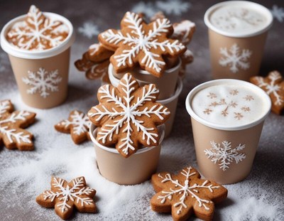 Delicious gingerbread cookies and warm drinks for winter