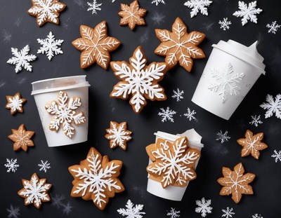 Winter cookies and warm drinks create a cozy scene