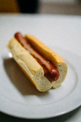 Delicious hot dog served on a plate for lunch