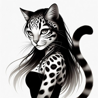 Woman with a leopard print cat design hairstyle
