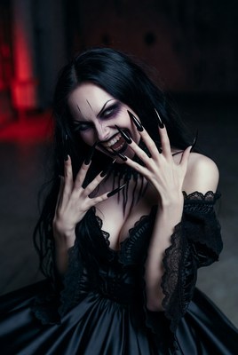 Dark and eerie portrait of a woman in gothic attire