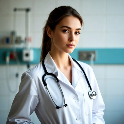 Young female doctor in a hospital setting
