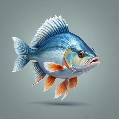 Colorful fish swimming in a neutral background