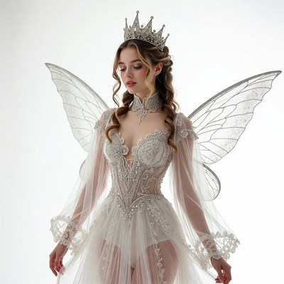 Enchanting fairy costume with wings and crown