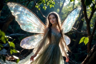 Enchanted fairy in a mystical forest setting