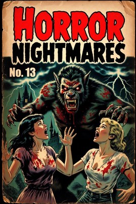 Two women scream as they face a werewolf attack