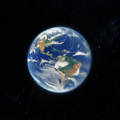 View of earth from space showing continents and oceans