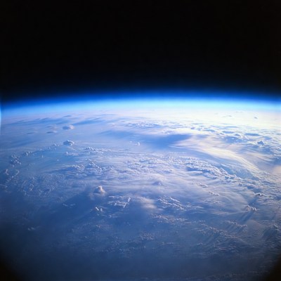 Stunning view of earth from space with clouds and horizon