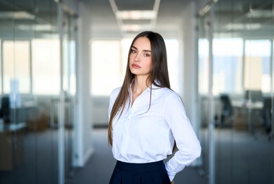 Confident woman in a modern office