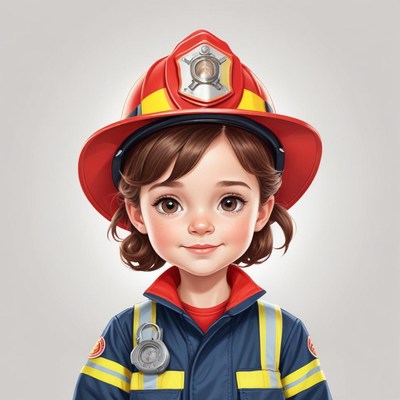 Young firefighter wearing a helmet and uniform