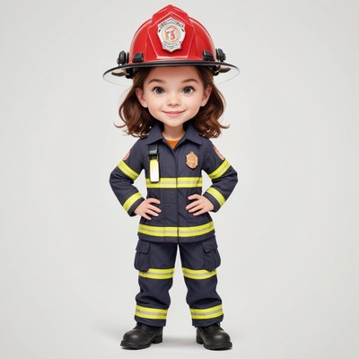 Cute child dressed as a firefighter ready for action