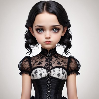 Young girl in gothic dress with intricate details
