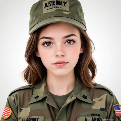 Young soldier in military uniform posing for a photo