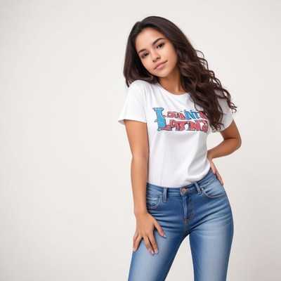 Young woman posing confidently in casual outfit