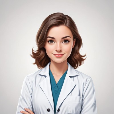 Healthcare professional in a lab coat smiling confidently