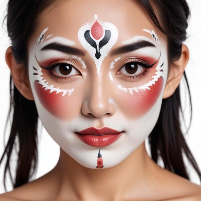 Beautifully painted face showcasing vibrant artistic design