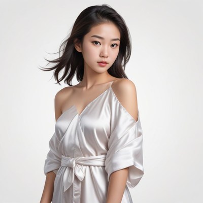 Elegant young woman in a stylish silk outfit