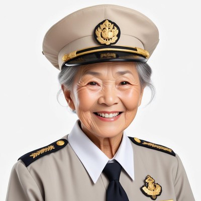 Smiling officer in formal attire with a cap