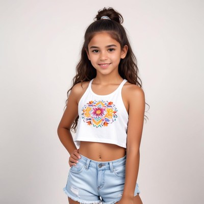 Girl in casual summer outfit posing for camera